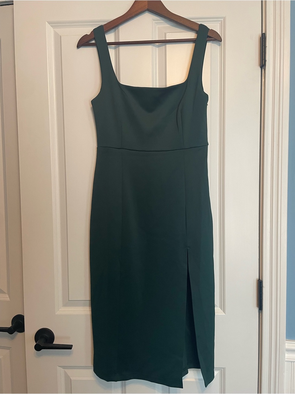 Showpo Deep Green Square Neck Midi Dress